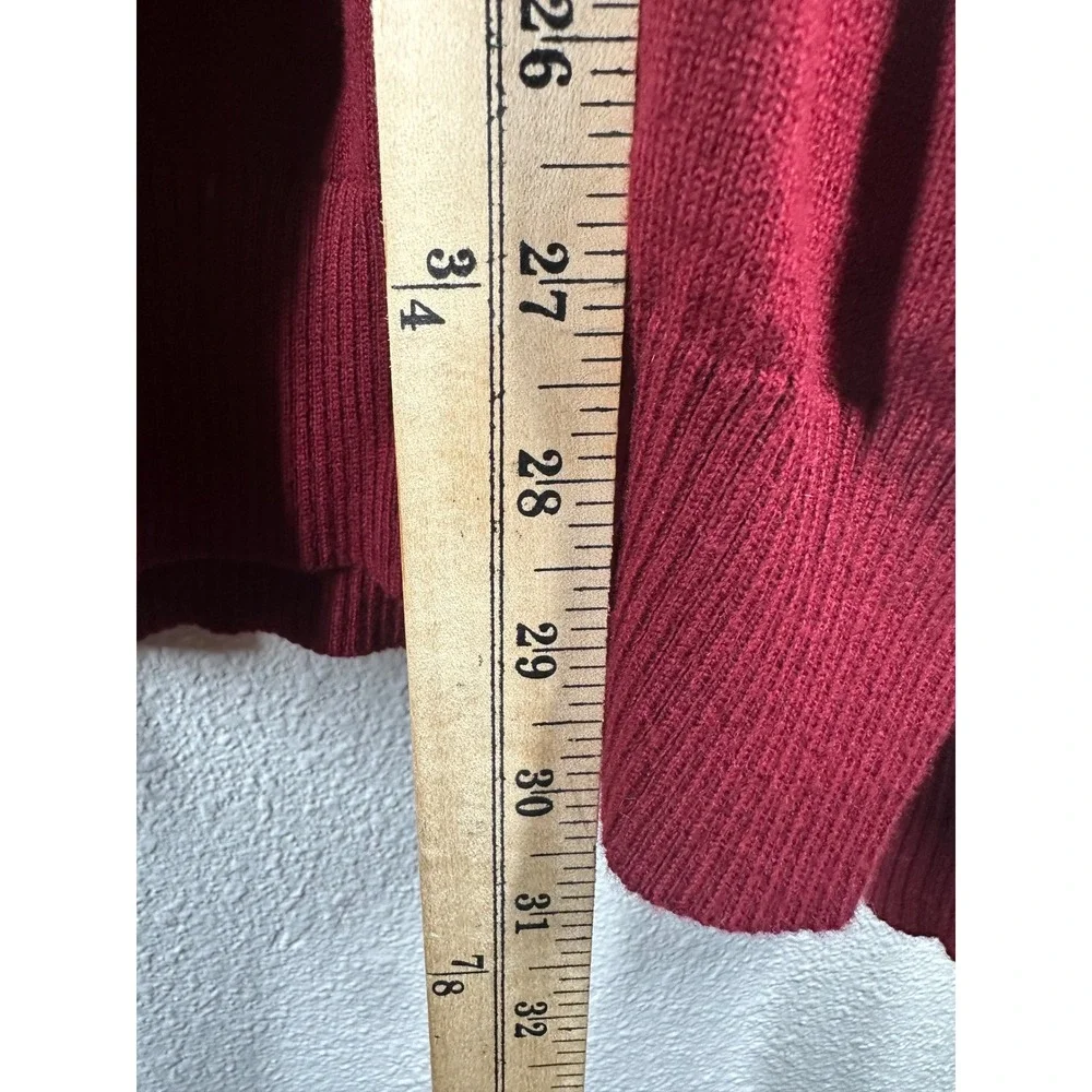 Eddie Bauer Sweater Mens XL Red Cotton Cashmere 1/4 Zip Pullover‎ Knit Mock Neck